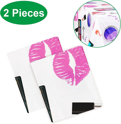 PHOGARY 2 Packs SPA Makeup Party Tablecovers, Disposable Plastic Rectangular Table Covers for Girls Birthday Cocktail