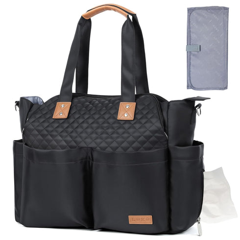 Lekebaby Diaper Bag Tote - 17 Pockets Large Travel Diaper Waterproof Tote