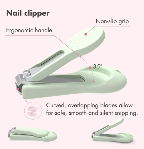 Baby Nail Kit, 4-in-1 Baby Nail Care Set with Cute Case, Clippers, Scissors, Nail File & Tweezers for Newborn Infant