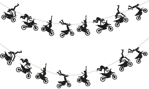Motorcycle Theme Banner Garland - Party Supplies for Man's or Boy's Birthday & Riding Party Room Decorations