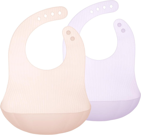 Olababy Fold N Go Silicone Baby Bib with Travel Case, Soft Lightweight Waterproof Bibs for Infants & Toddlers, BPA Free