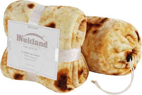 Burritos Tortilla Throw Blanket, 300GSM Double Sided Funny Gift Throw with Burrito Pouch, Realistic Super Soft Taco