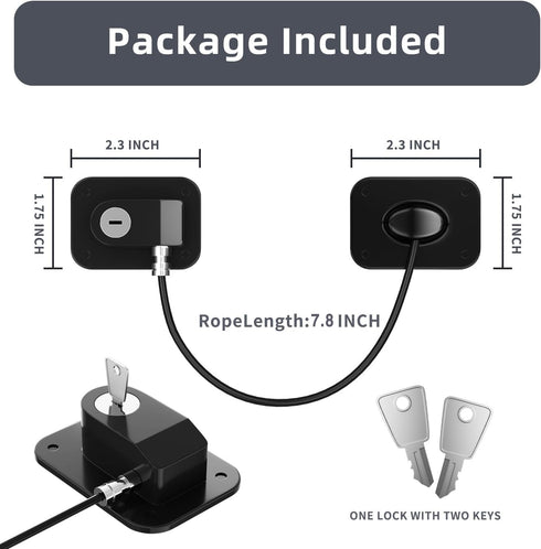 Refrigerator Lock 2 Packs, Fridge Lock with Silicone Wire Protection, Easy to Use and Install Fridge Locks with Key,