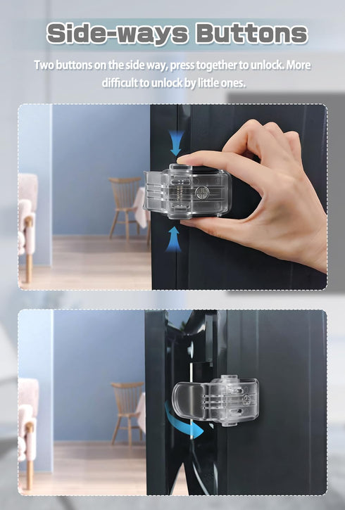 0-12 Maveek Drawer Baby Proofing, Baby Proof Kitchen Drawer Lock, Corner Furniture Latch For Pull-Out Dresser Storage