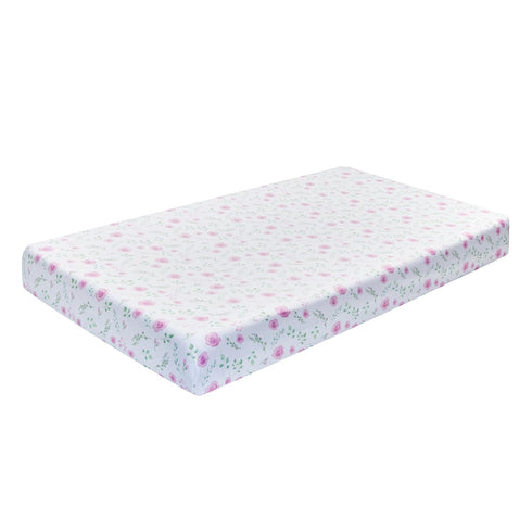 EVERYDAY KIDS 2 Pack Fitted Girls Crib Sheet 28in x 52in - 100% Soft Breathable Microfiber, White and Pink with Flowers