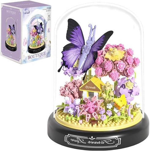 582 PCS Micro Brick Flower Butterfly Bouquet Building Sets, Animals Botanical Collection
