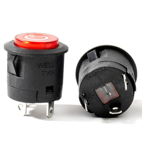2pcs WEELYE 6V 12V Bumper Cars Push Button Red Circle Power Start Switch for Kids Electric Ride-On Car Parts