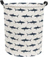 Kids Laundry Hamper, Canvas Shark Hamper Collapsible Storage Baskets for Boys Room Decor (Shark)