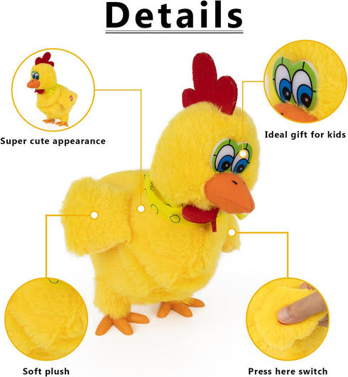 hbbhml Plush Electric Stuffed Laying Egg Chicken Toy Doll with Sound Music Easter for Boys Girls