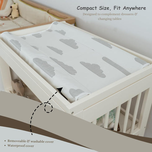 BaeBae Goods 2 Contoured Baby Changing Pad w/Waterproof Foam Mattress, Includes Soft, Removable & Washable Covers