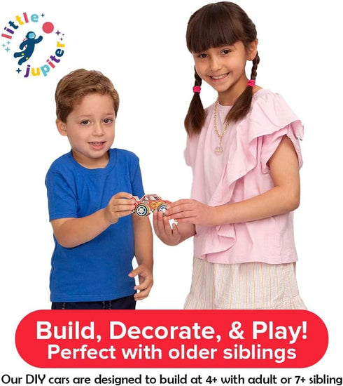 DIY Wooden Race Car with Stickers - Kids Building Kit, STEM Building Toys for Ages 4-7