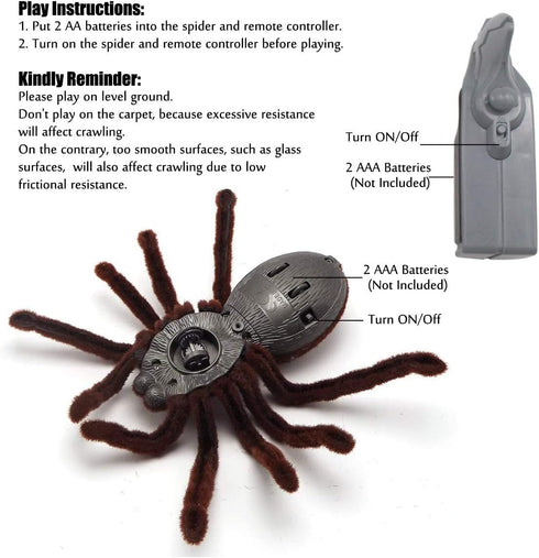 Remote Control Realistic RC Spider Toy for Kids - Scary Prank Vehicle