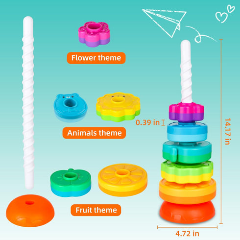 Spin Stack Toys,Baby Spinning Toys ABS Plastic and Color Rainbow Design,Focus on Children Educational and Interactive Learning's Stack Toys, Suitable for Gifts for Boys and Girls…