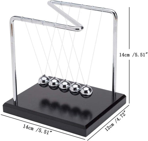 Z-Shape Newton's Cradle Balance Ball, Classic Wood Base, Metal Pendulum Balls Physics Science Ornament