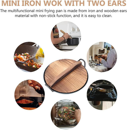 Zerodeko 1 Set 1:12 Miniature Cooking Pot, Mini Wok with Wooden Cover for Dollhouse Cookware