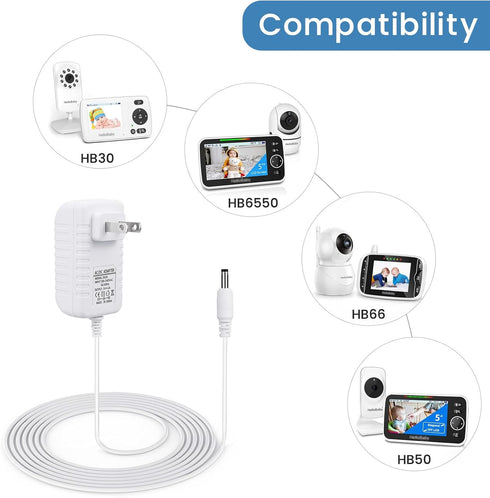 Smays HB66, HB6550, HB50, 5V Charger for Hello Baby Monitor Replacement Power Cord
