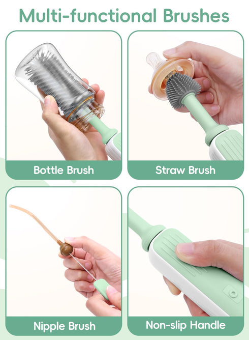 Set, 360 2000 Set Yasew Electric Bottle Brush Cleaner, Baby Bottle Brush Travel Efficient Cleaning, Durable mAh