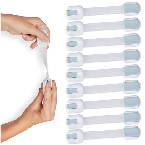 Child Safety Strap Locks, 8-Pack Baby Locks for Cabinets, Drawers, Toilet, Fridge & More with Easy Installation