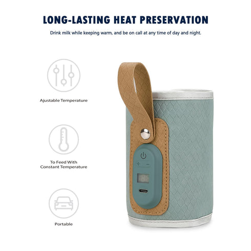 Generic Portable Baby Bottle Warmer Travel Bag, Milk Bottle Heating Cover, PU Insulated Bottle Warmer Pouch