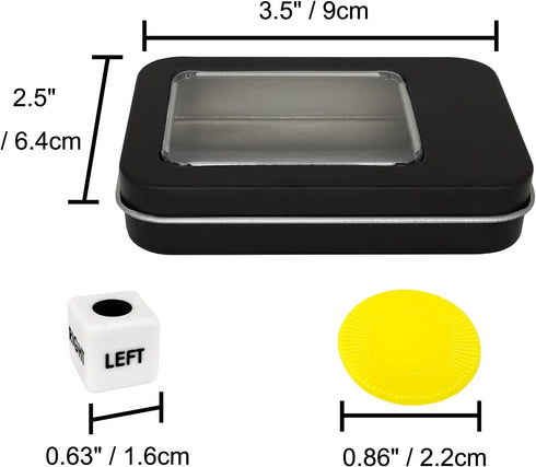 Left Right Center Dice Game Prime Set with 3 Dice + 40 Chips (Yellow).