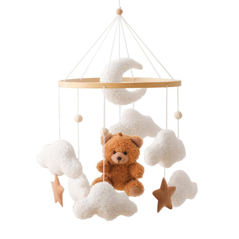 let's make Baby Mobile for Crib Bear Cloud Crib Mobile Handmade Furry Nursery Mobile Gender Neutral Crib Toy Hanging