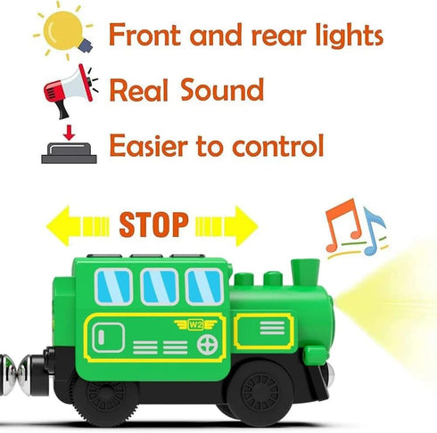 Set Battery Operated Locomotive Train for Wooden Train Tracks, Powerful Engine Train Vehicles Train Electric Remote