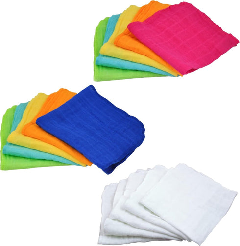 (5 pack) Set, 5 pack green sprouts Reusable Muslin Cloths made from Organic Cotton |Reusable Baby Wipes | Without