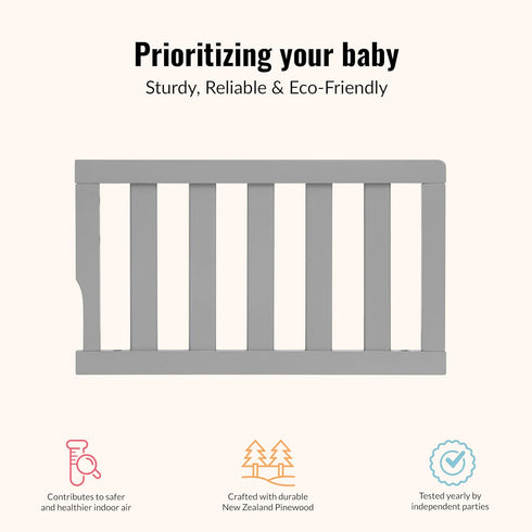 Dream On Me Universal Convertible Crib Toddler Guard Rail In Silver Grey Pearl, Compatible With Select Dream On Me