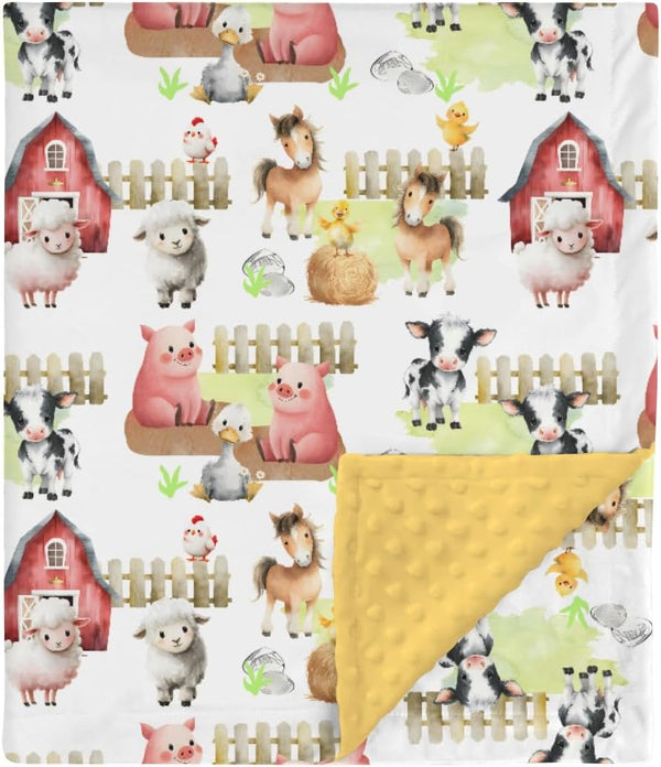 HawSkgFub Farm Life Barn Animal Mink Baby Blankets Dotted Backing Boy Girl