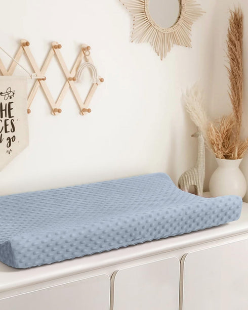 2 Pack(Blue Babebay Changing Pad Cover, Ultra Soft Minky Dots Plush Changing Table Covers for Baby Boys and Girls