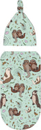 Osvbs Cute Sea Otters Newborn Swaddle Blankets Beanie Hat Sets, Soft Otter Baby