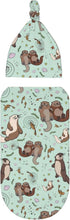 Osvbs Cute Sea Otters Newborn Swaddle Blankets Beanie Hat Sets, Soft Otter Baby