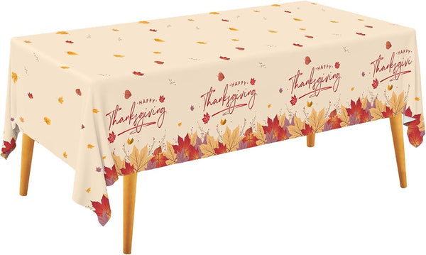 Gatherfun Maple Leaves Waterproof Plastic Tablecloths, Disposable Covers for Fall Parties, 4PCS 54x108 Inch