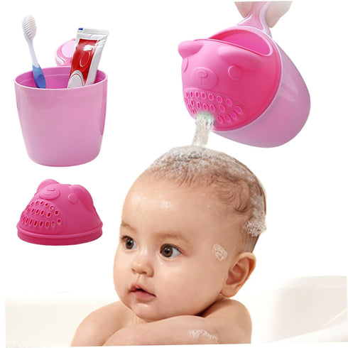 Jorzer Bath Rinser Cup for Babies, Cartoon Bear Baby Bath Rinse Cup with Handle, Multi-Use Rinsing Water Scoop