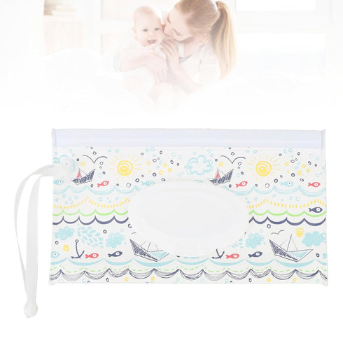 Travel Baby Wipes Case, Lightweight EVA Flip Open Design, Pull Out Wipes Bag for Home Travel Daily Use, Printed