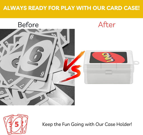 UNO Card Case Holder for Mattel Classic UNO Card Game, Holds 108 Pcs, 3.93 x 2.6 x 1.57 Inch Plastic Storage Box
