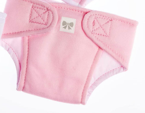 JC Toys Baby Doll Washable Eco Diapers 4 Pack, Fits 14 to 18 inch Dolls in Pink/White/Grey