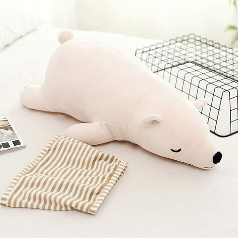 MMTTAO 20 Inch 20Inches Stuffed Polar Bear Animal Plush Toy Large White Sleeping Bear Animal Stuff Soft Plushies Cute