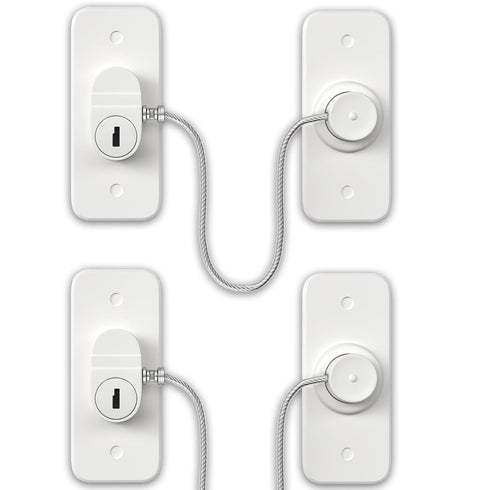 AOSITE Mini Fridge Locks for Kids, No Drill Refrigerator Locks for Cabinets, Drawer Locks for Baby Proofing, White, 2