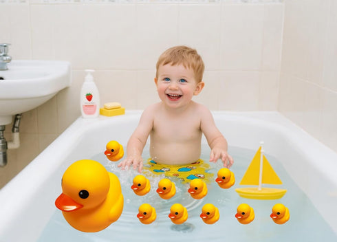 Lanhuiddup 2 inches (10 Yellow Rubber Ducks(No Bebe Noise), Without Holes Bath Toys - Floating Waterproof Duckies Gift