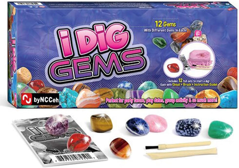 12-Pack Gem Digging Kit for Kids - Educational STEM Crystal and Mineral Excavation Science Toys