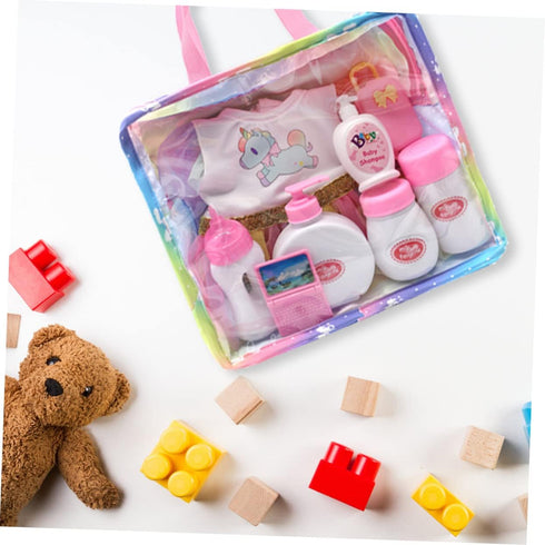 Toyvian Clear Organizer Tote Bag for Kids - Doll Clothes Storage