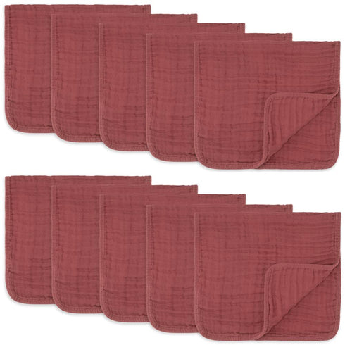 Pack 10 Comfy Cubs Muslin Cotton Baby Car Seat Cover and Burp Cloth Bundled - of - Wine