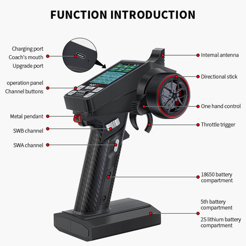 havcybin CT-8A 8 2.4ghz (Plastic+1RX) HOTRC RC Transmitter and Receiver Channel Hand Controlled RC Car Boat Tanks