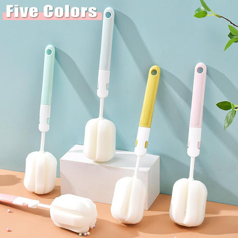 5PCS (5 Spong Bottle Brush Cup Brushes Sponge Baby Bottle Brushes Long Handle Cup Scrubber Brush Portable Sponge