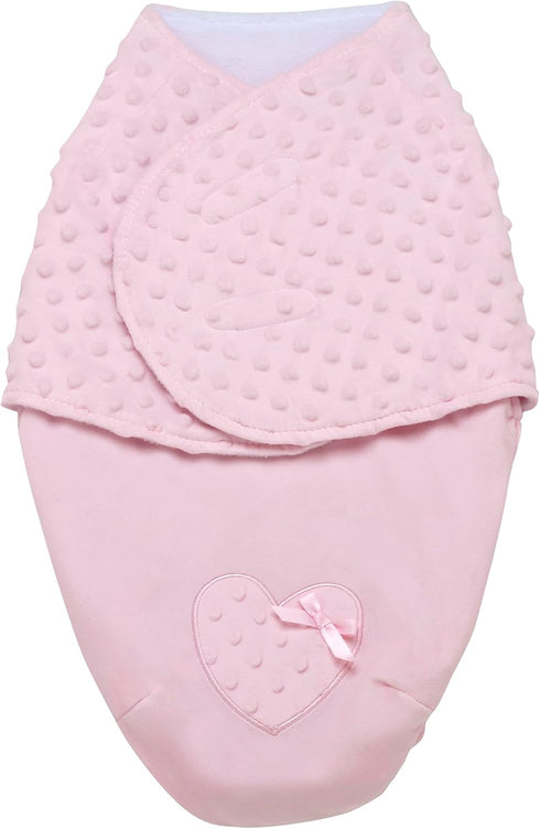 Ultra Soft 2 Ply Plush Swaddle Blanket with Embroidery for Baby, Pink