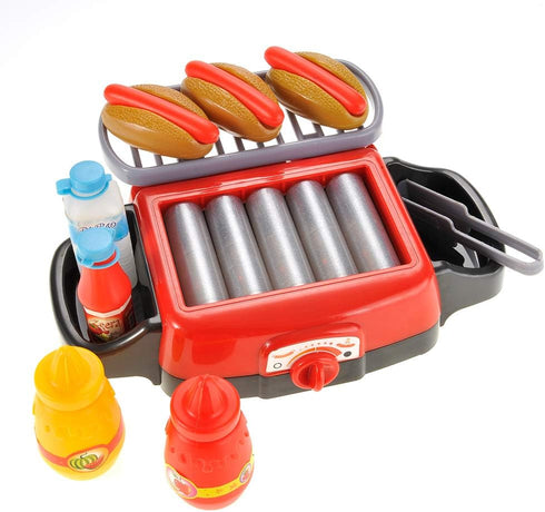 Set Hot Dog Roller Grill Play - Electric Stove Toy with Light & Sound | Pretend Play Kitchen Appliance for Kids | Fun