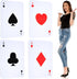 4 Pcs Jumbo Playing Cards - 2.62 ft Tall Giant Deck of Cards for Oversized Casino Theme Party Decorations