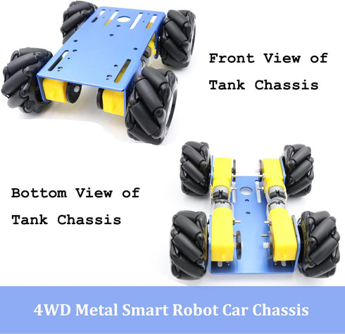 4WD Metal Smart Car Chassis - MC100 Remote Control Robot Platform Kit with 60mm Mecanum Wheel for Arduino/Raspberry Pi