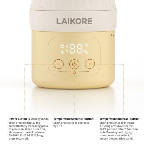 2025 17oz AI Portable Baby Bottle Warmer for Travel Cordless Milk Warmer with Detachable Battery, USB Rechargeable